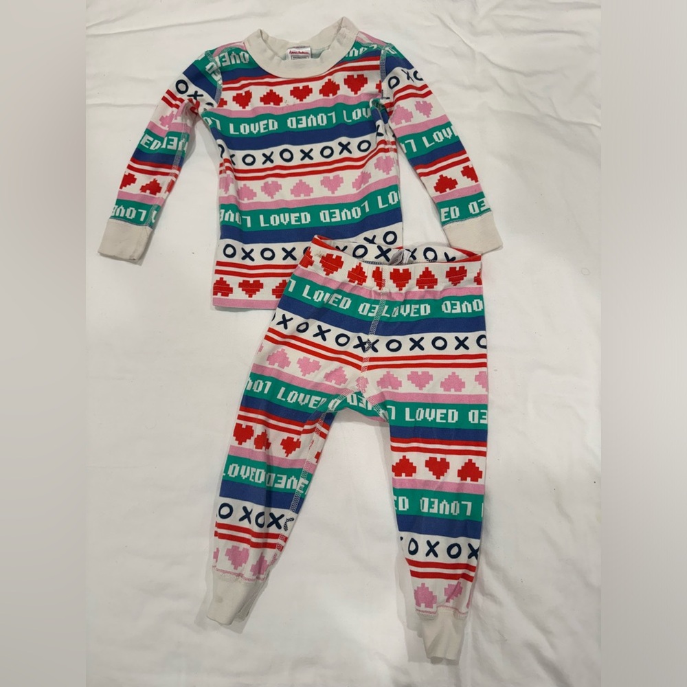 HANNA ANDERSSON LOVED XO HEARTS LONG JOHN PAJAMAS SET